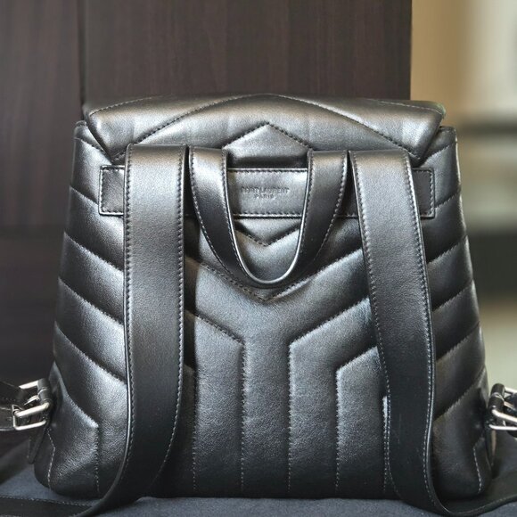 YSL Monogram Loulou Small Black Calfskin Leather Backpack main image 6